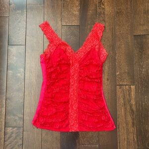 Elegant Red Lace Women's Top